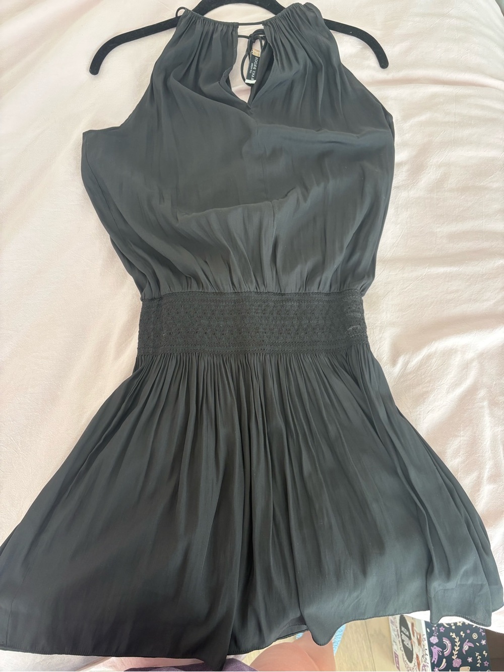 Ramy Brook Black Halter Smocked Waist Mini Dress